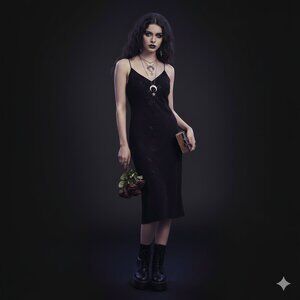 Jones New York Womens Black Beaded Midi Sleeveless Slip Dress Size 4 Witchy Y2K